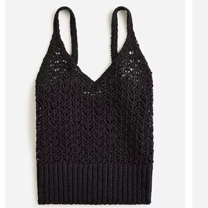 JCrew Black Cropped V-neck sweater-tank in textured Pointelle Medium